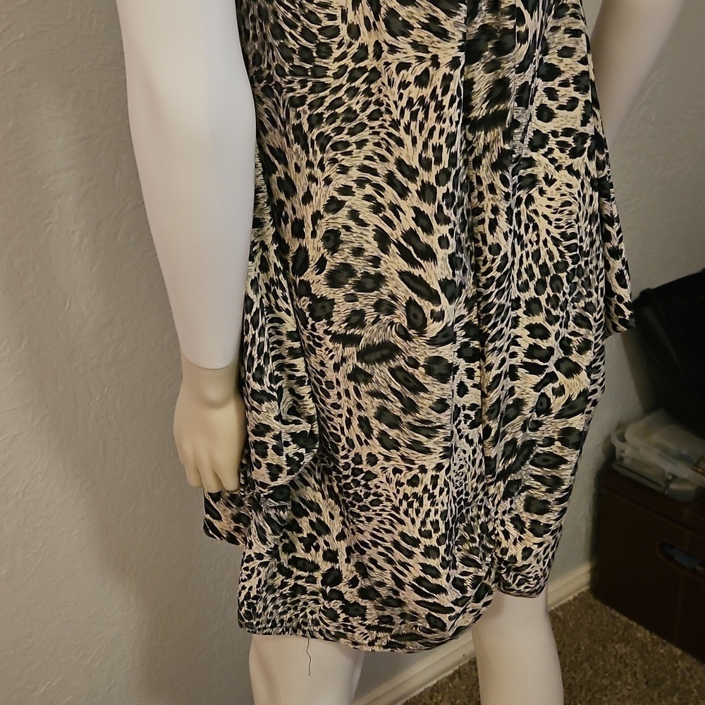 Vtg UMGEE Leopard Print Beaded Bubble Hem Festival Mini Slip Dress - Picture 9 of 12